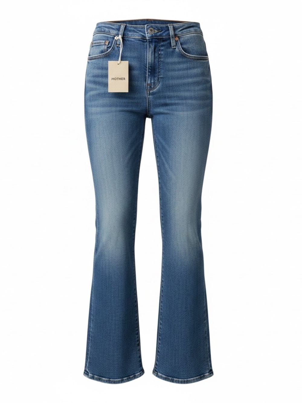 MOTHER Medium Blue High-Rise Flare Jeans